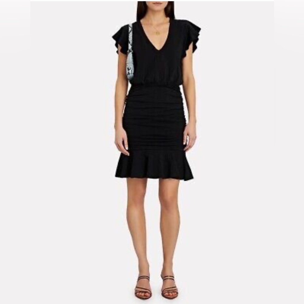 VERONICA BEARD Lisette Ruched Jersey Dress Stretch Black Size Small